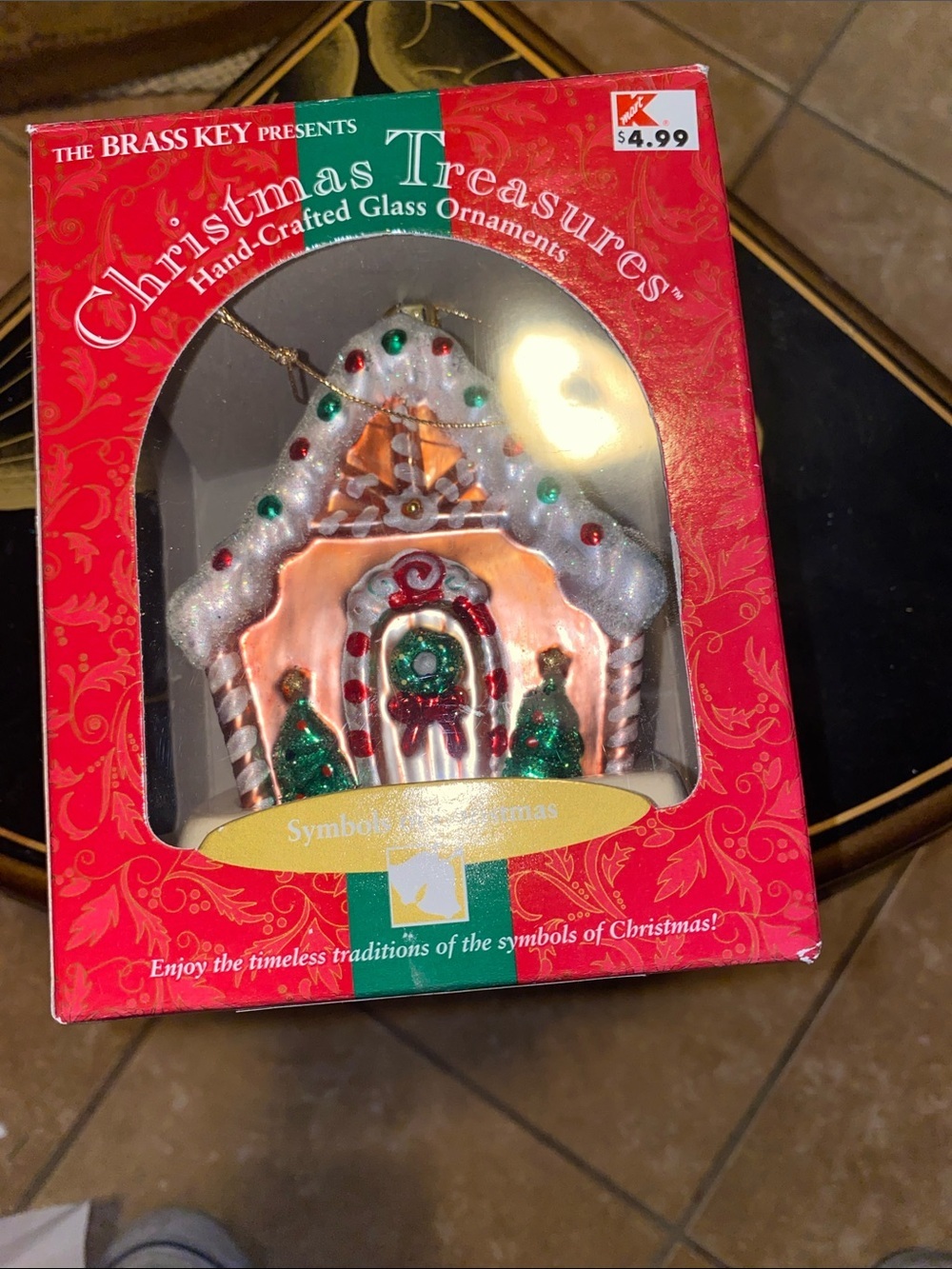 Christmas Treasures Glass Gingerbread House Ornament - Multi